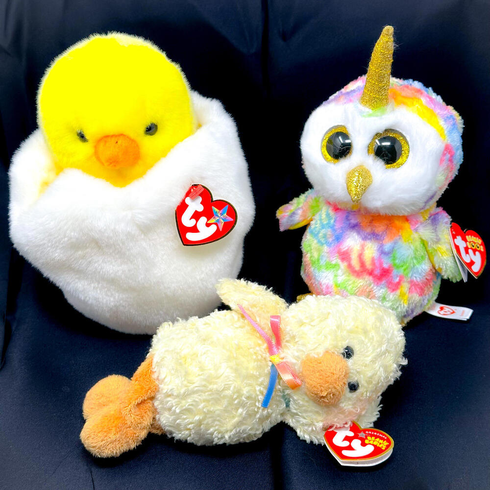 Ty Beanie Buddy Baby Boo Lot Eggbert Chick Enchanted Owl Peeps‎ Plush Doll Toy